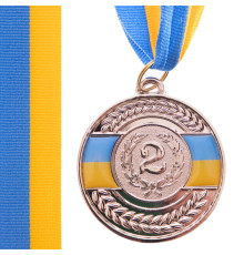 Медаль спортивна зі стрічкою SP-Sport UKRAINE з українською символікою ø5см золото, срібло, бронза