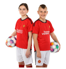 Форма футбольная детская с символикой футбольного клуба MANCHESTER UNITED домашняя 2024 SP-Sport 20-28 красный-белый