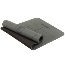 Килимок для йоги та фітнесу TPE двошаровий Zelart (MD9038) 183x61x0,6см сірий