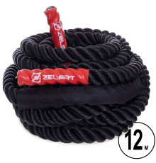 Канат для кросфіту Combat Battle Rope Zelart 12м чорний