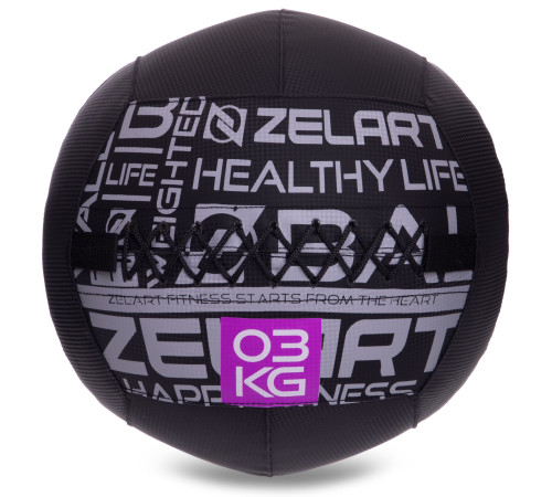 М'яч набивний медичний для кросфіту WALL BALL Zelart 3кг чорний