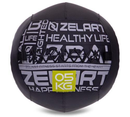 М'яч набивний медичний для кросфіту WALL BALL Zelart 5кг чорний