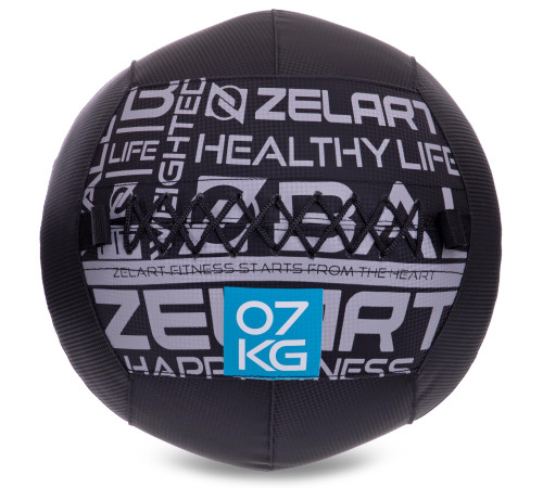 М'яч набивний медичний для кросфіту WALL BALL Zelart 7кг чорний