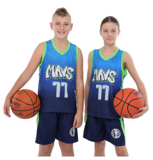 Форма баскетбольная детская NBA клуб Mavs 77 S-2XL синий-желтый