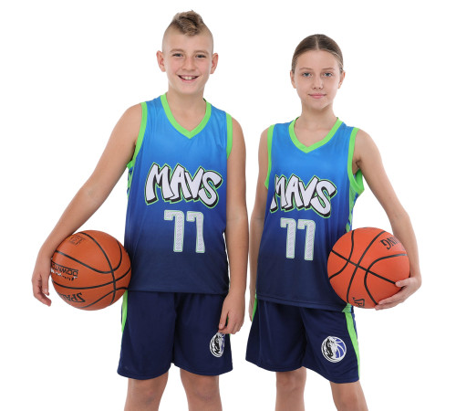 Форма баскетбольная детская NBA клуб Mavs 77 S-2XL синий-желтый