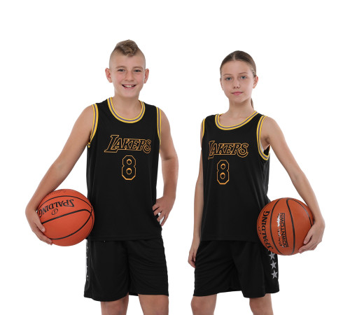 Форма баскетбольна дитяча NBA клуб Los Angeles Lakers 8 S-2XL чорний-жовтий