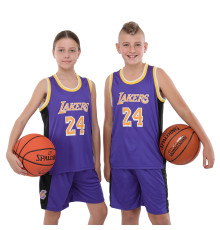Форма баскетбольная детская NBA клуб Los Angeles Lakers 24 S-2XL фиолетовый-желтый