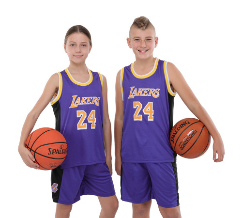 Форма баскетбольная детская NBA клуб Los Angeles Lakers 24 S-2XL фиолетовый-желтый