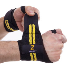 Бинти кистьові для жиму STRENGTH WRIST WRAPS Zelart 2штуки чорний-жовтий
