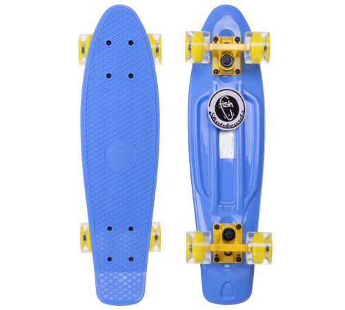 Пенні борд Penny Board круїзер пластиковий з колесами які світяться FISH синій-жовтий