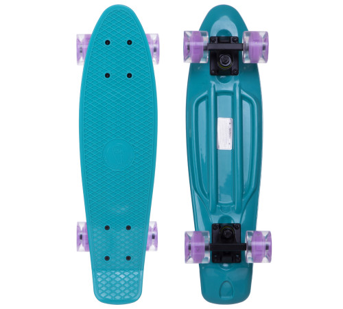 Пенні борд Penny Board круїзер пластиковий з колесами які світяться FISH м’ятний-чорний-фіолетовий