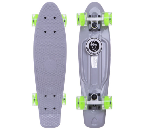 Пенні борд Penny Board круїзер пластиковий з колесами які світяться FISH сірий-салатовий