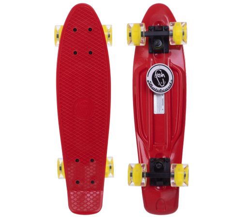 Пенні борд Penny Board круїзер пластиковий з колесами які світяться FISH червоний-чорний-жовтий