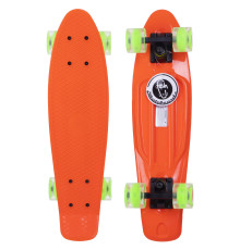 Пенні борд Penny Board круїзер пластиковий з колесами які світяться FISH помаранчевий-чорний-зелений