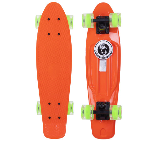 Пенні борд Penny Board круїзер пластиковий з колесами які світяться FISH помаранчевий-чорний-зелений