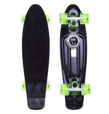 Пенні борд Penny Board круїзер пластиковий з колесами які світяться FISH чорний-салатовий-салатовий