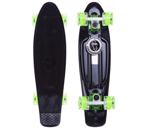 Пенні борд Penny Board круїзер пластиковий з колесами які світяться FISH чорний-салатовий-салатовий
