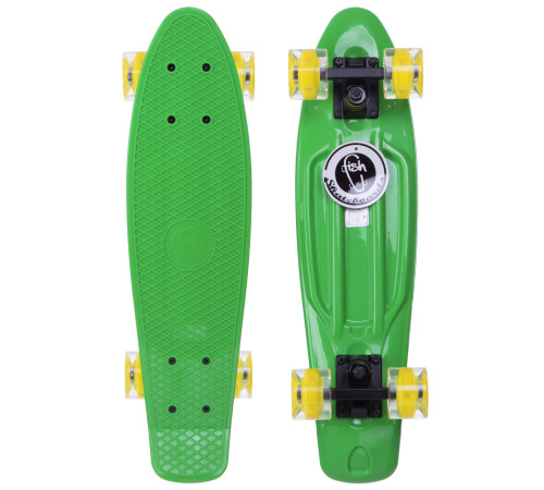 Пенні борд Penny Board круїзер пластиковий з колесами які світяться FISH салатовий-чорний-жовтий