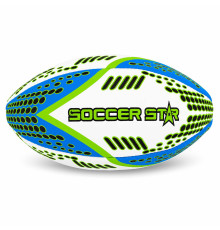 М'яч для регбі SOCCER STAR №4 білий-синій-салатовий
