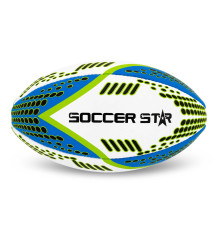 М'яч для регбі SOCCER STAR №4 білий-синій-салатовий