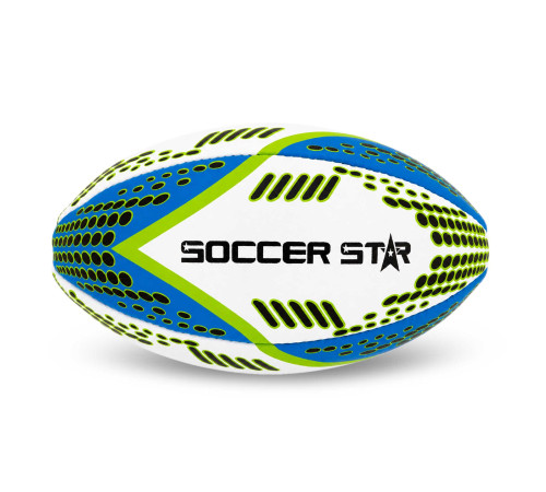 М'яч для регбі SOCCER STAR №4 білий-синій-салатовий
