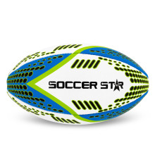 М'яч для регбі SOCCER STAR №3 білий-синій-салатовий