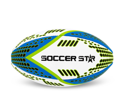 М'яч для регбі SOCCER STAR №3 білий-синій-салатовий