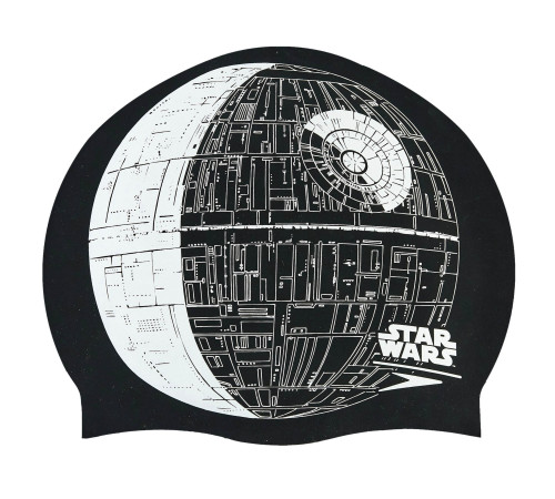 Шапочка для плавання силіконова для дорослих SPEEDO SLOGAN PRINT Star Wars Death Star чорний-сірий