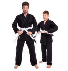 Кімоно для бразильського джиу-джитсу BJJ чорне куртка штани та пояс HARD TOUCH 140-180см чорний
