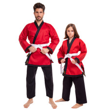 Кімоно для айкікендо карате куртка штани та пояс AYKIKENDO KARATE BALLONSTAR 120-190см червоний-чорний
