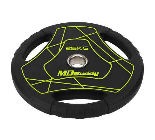 Млинці диски поліуретанові з потрійним хватом та металевою втулкою MD Buddy 51мм 25кг чорний