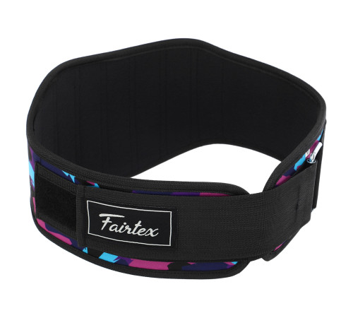 Пояс атлетичний текстильний FAIRTEX спинка-18см розмір-S-XL чорний-фіолетовий-блакитний