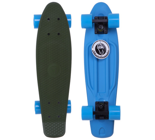 Пенни борд Penny Board круизер пластиковый RUBBER 22" RUBBER SOFT FISH зеленый-синий