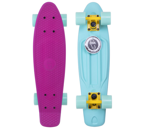 Пенні борд Penny Board круїзер пластиковий RUBBER SOFT 22" FISH рожевий-м’ятний