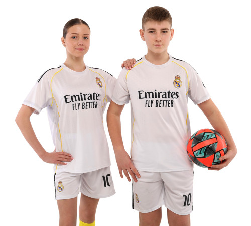Форма футбольна дитяча із символікою футбольного клубу REAL MADRID MBAPPE 10 домашня 2026 SP-Sport 20-30 білий