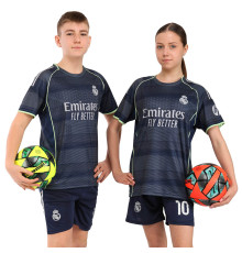 Форма футбольна дитяча із символікою футбольного клубу REAL MADRID MBAPPE 10 гостьова 2026 SP-Sport 20-30 темно-синій