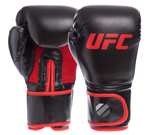Рукавиці боксерські на липучці PU UFC Myau Thai Style 14 унцій чорний