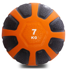 Медбол м'яч медичний Medicine Ball Zelart 7кг чорний-помаранчевий