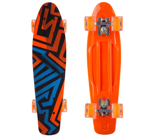 Пенні борд Penny Board круїзер пластиковий з колесами які світяться FISH помаранчевий