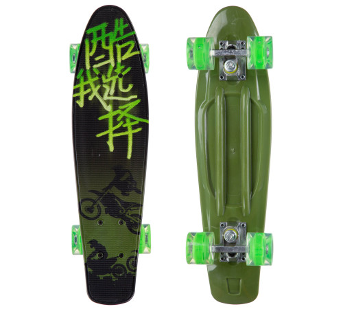 Пенні борд Penny Board круїзер пластиковий з колесами які світяться FISH зелений