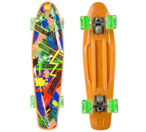 Пенні борд Penny Board круїзер пластиковий з колесами які світяться FISH персиковий