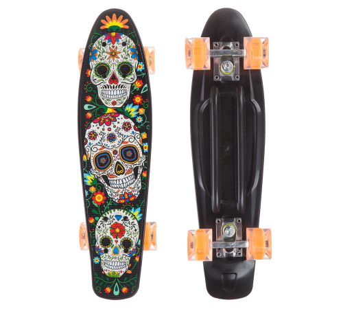 Пенні борд Penny Board круїзер пластиковий з колесами які світяться FISH чорний