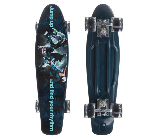 Пенні борд Penny Board круїзер пластиковий з колесами які світяться FISH темно-синій