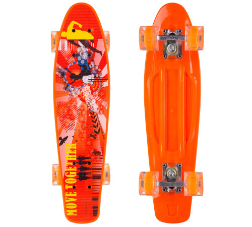 Пенні борд Penny Board круїзер пластиковий з колесами які світяться FISH помаранчевий
