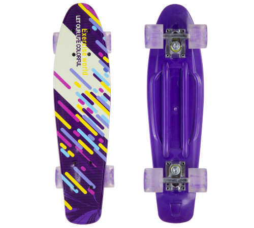 Пенні борд Penny Board круїзер пластиковий з колесами які світяться FISH фіолетовий