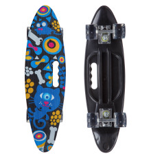 Пенні борд Penny Board круїзер пластиковий з колесами які світяться та ручкою для перенесення 24" SP-Sport синій-чорний