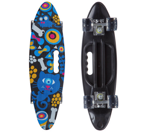 Пенні борд Penny Board круїзер пластиковий з колесами які світяться та ручкою для перенесення 24" SP-Sport синій-чорний