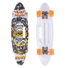 Пенні борд Penny Board круїзер пластиковий з колесами які світяться та ручкою для перенесення 24" SP-Sport чорний-білий