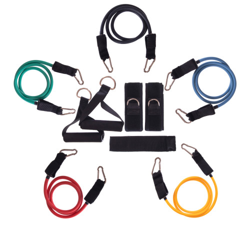 Эспандер многофункциональный для фитнеса 5 жгутов Resistance Band SP-Sport в чехле разноцветный