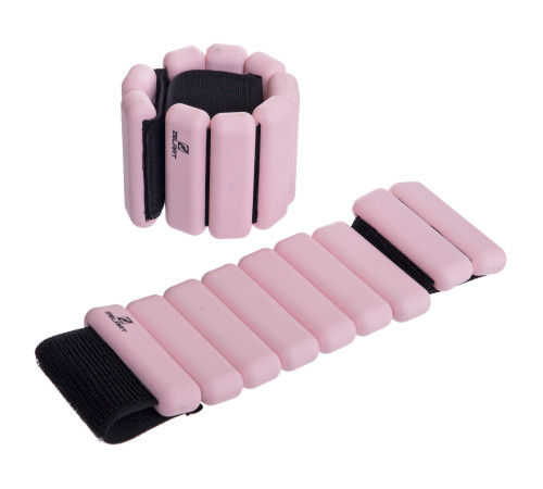 Утяжелители-браслеты для рук и ног с силиконовым покрытием FITNESS BRACELETS 2x0,5кг розовый